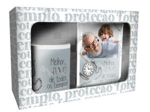 CAIXA PRESENTE COM PORTA RETRATO E CANECA MELHOR AVÔ 16X23X8,5