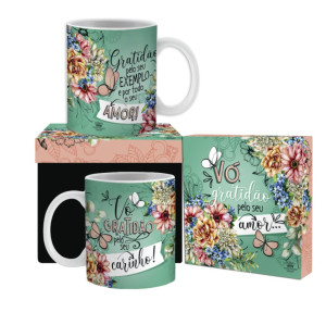 CANECA CERÂMICA VÓ GRATIDÃO...CELEBRAÇÃO 
