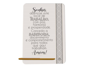PLACA DE MESA ORAÇÃO DO TRABALHO 20X15