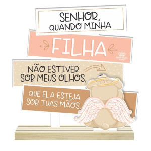 PLACA DE MESA FILHA BABY URSO ROSA 17X16