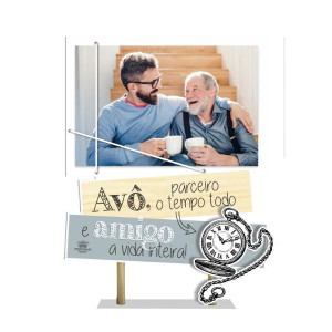 ENFEITE DE MESA COM PLAQUINHA E PORTA RETRATO AVÔ PARCEIRO O TEMPO TODO .... 23X16,5