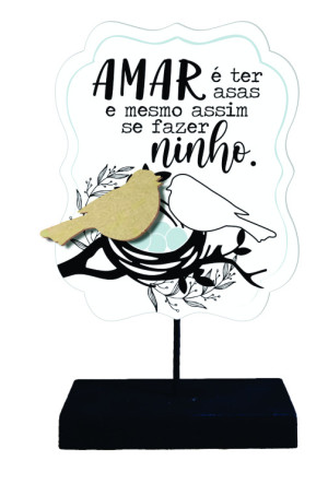 MADEIRINHA RECADO COM APLIQUE AMAR É TER ASAS...18X10,5
