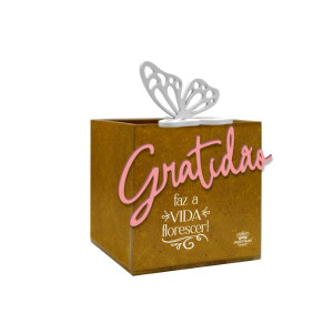 PORTA-LÁPIS GRATIDÃO...BORBOLETA 14X9,5X10