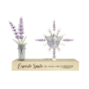 ENFEITE DE MESA COM PLACA E TUBETE ESPIRITO SANTO, FAZ NOSSA VIDA...18X23X4,5