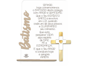 PLACA DE MESA COM APLIQUE BATISMO 20X15