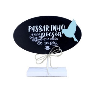 MADEIRINHA RECADO COM APLIQUE PASSARINHO É UMA POESIA...18X14
