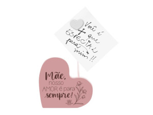 PLACA DE MESA COM PORTA RECADO MÃE NOSSO AMOR...BORBOLETA 13X7,5X3