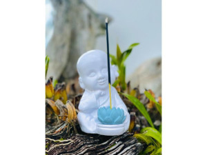 PORTA-INCENSO BUDA AZUL...BENÇÃO 12X8X7