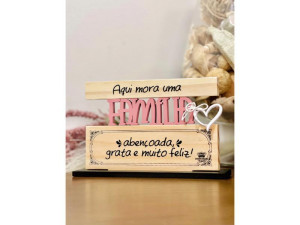 ENFEITE DE MESA COM APLIQUE FAMÍLIA...FLORESCER 11X18