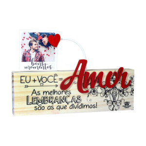 MADEIRINHA CRU PORTA RECADO AMOR EU + VOCÊ 15X22X3