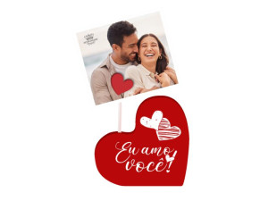 PLACA DE MESA COM PORTA RECADO EU AMO VOCÊ 13X7,5X3
