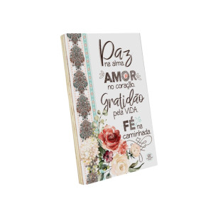 PLACA DE MESA DECOUPADA PAZ NA ALMA 23X15