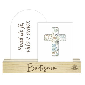 MADEIRINHA DE MESA SINAL DE FÉ, BATIZADO 13X16