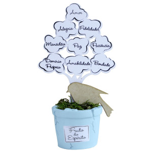 ENFEITE ÁRVORE COM BALDINHO FRUTOS DO ESPÍRITO P...PASSARINHO 14X9