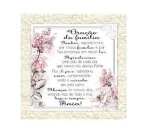 QUADRO CRU COM APLIQUE ORAÇÃO DA FAMÍLIA 21X21