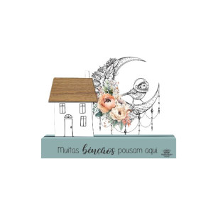 ENFEITE DE MESA COM APLIQUE MUITAS BENÇÃOS...BENÇÃO 13X18X3,5