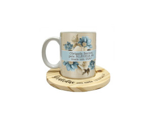 SUPORTE PARA CANECA GRATIDÃO EM CADA DETALHE(não acompanha a caneca) 14X14