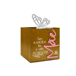 PORTA-LÁPIS MÃE SEU AMOR FAZ A VIDA FLORESCER...BORBOLETA 14X9,5X10