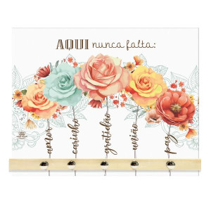 PORTA-CHAVE COM APLIQUE AQUI NUNCA FALTA...PASSARINHO 20X25,5