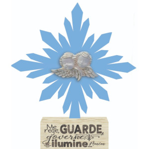 ENFEITE DE MESA COM BASE ANJINHO ME REGE...AZUL 25X22