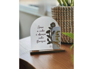 ENFEITE DE MESA AMOR, AMAR A VIDA É ABRAÇAR... AURORA 1 16X16