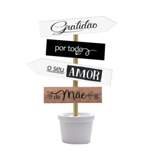 ENFEITE DE MESA BALDINHO COM PLAQUINHAS MÃE...MEMÓRIA 21X14