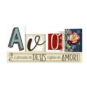 PLACA DE MESA COM BASE CRU AVÓ...ROSA ARABESCO 10,5X21