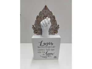 PLACA DE MESA COM APLIQUE LUGAR PROTEGIDO CONTRA...BENÇÃO VERDE 20X10