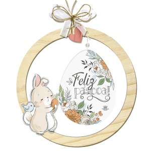 GUIRLANDA COM APLIQUE FELIZ PÁSCOA 26X26