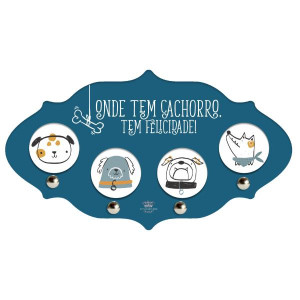 PORTA-CHAVES ONDE TEM CACHORRO... PET CORAÇÃO 1 13X24