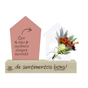 ENFEITE DE MESA COM APLIQUE QUE AQUI SEJAMOS...FLORESCER 13X16X4,5