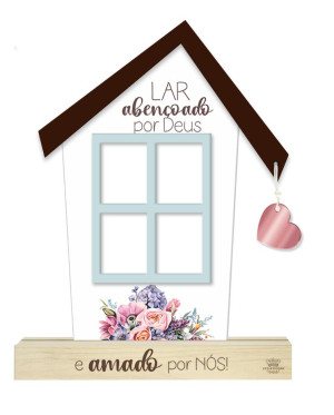 ENFEITE DE MESA COM APLIQUE FLORES LAR ABENÇOADO POR DEUS...BORBOLETA 23X18X4,5