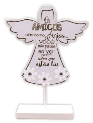 MADEIRINHA RECADO ANJO OS AMIGOS SÃO COMO...17X13