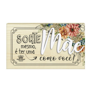 PLACA DE MESA CRU COM APLIQUE MÃE...CELEBRAÇÃO 8X14