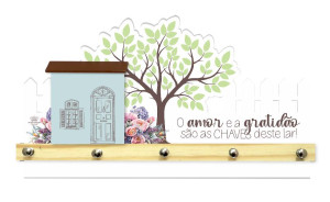 PORTA-CHAVE COM APLIQUE O AMOR E A GRATIDÃO...BORBOLETA 18X34