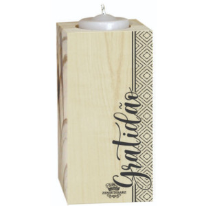 PLACA DE MESA COM VELA GRATIDÃO 11,5X5X5