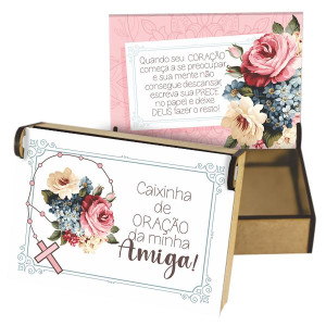 CAIXA PARA ORAÇÃO ARTICULADA CAIXINHA DE ORAÇÃO AMIGA...ROSÊ 7,5X10,5X3,5