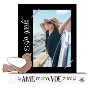 PORTA-RETRATO DE MESA COM APLIQUE AME MUITO...MEMÓRIA 21X20X4,5