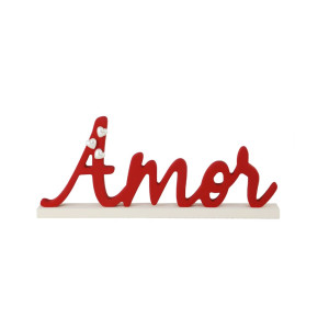 PALAVRA DE MESA AMOR VERMELHO COM APLIQUE 9,5X22