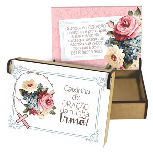 CAIXA PARA ORAÇÃO ARTICULADA CAIXINHA DE ORAÇÃO IRMÃ...ROSÊ 7,5X10,5X3,5
