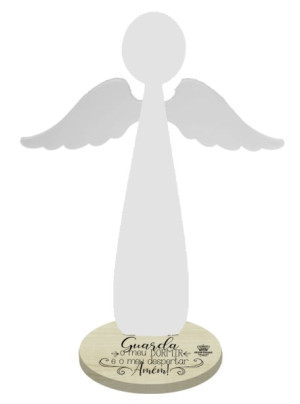 ENFEITE DE MESA ANJO ME GUARDE...BRANCO 22X11