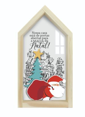 PLACA DE MESA CASINHA COM APLIQUE NOSSA CASA ESTÁ DE PORTAS ABERTAS...21X11,5