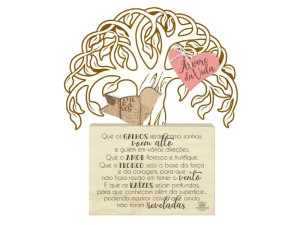 PLACA DE MESA ÁRVORE DA VIDA...CEREJEIRA 23,5X20,5