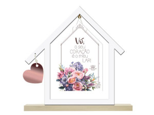 ENFEITE DE MESA CASINHA VAZADA VÓ O SEU CORAÇÃO...BORBOLETA 19,5X20X3