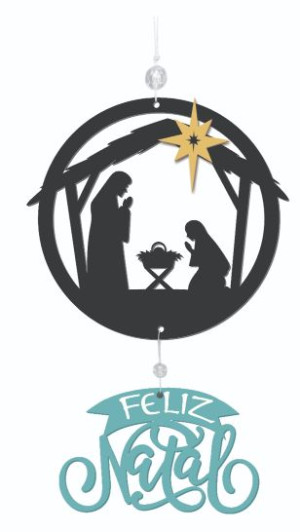 MÓBILE DE PAREDE PRESÉPIO FELIZ NATAL 28X17,5