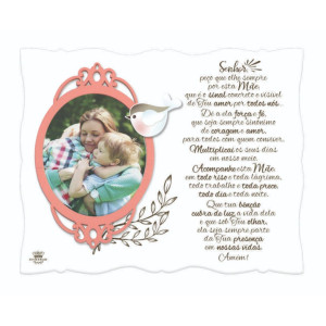 PORTA-RETRATO COM MOLDURA E APLIQUE ORAÇÃO DA MÃE 21X26