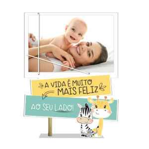 PLACA PORTA RETRATO A VIDA É MUITO...ZOO 23X17