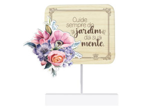 MADEIRINHA RECADO COM APLIQUE FLOR CUIDE SEMPRE DO...BORBOLETA 14X11,5
