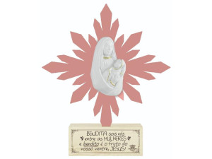 ENFEITE DE MESA COM BASE BENDITA SOIS VÓS ENTRE AS MULHERES...25X22