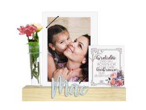 PORTA-RETRATO COM ELÁSTICO, PLACA E TUBETE MÃE...BORBOLETA 21X23X4,5